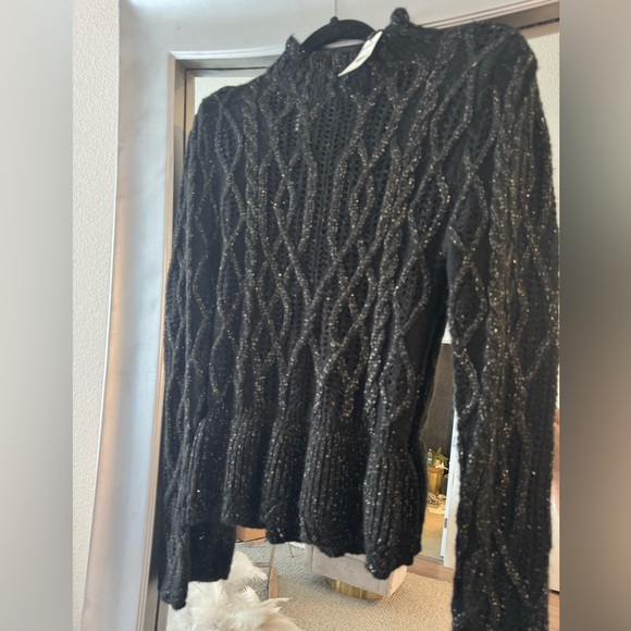 EXPRESS Black and Gold Shimmer Sweater. - Picture 5 of 9